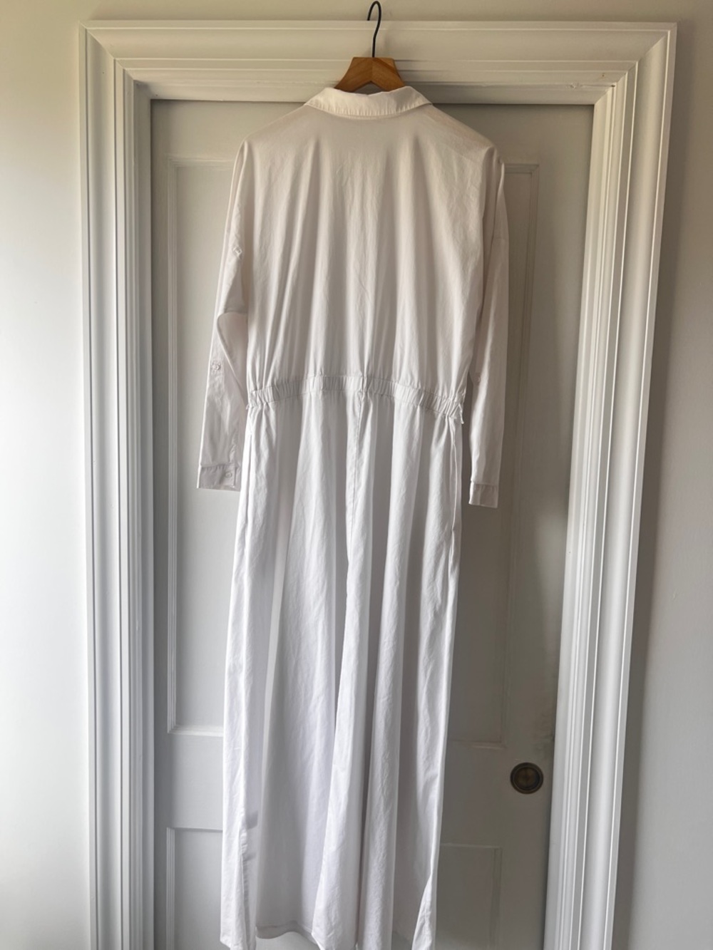 White Maxi Shirt Dress - Long sleeve Button-Down plus size - Picture 8 of 14